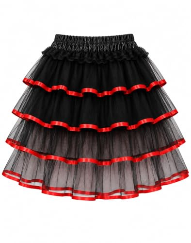 Yummy Bee – Tutu-kjolar för kvinnor – vuxen burlesk fin klänning luftig tutu-kjol – plusstorlek (röd, 18–20)
