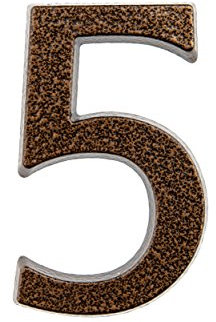 HUBER numero civico 5 in alluminio 10 cm I numeri civici per casa & porta - targhette con numero civico in nobile design rame antico 3D, verniciato a polvere