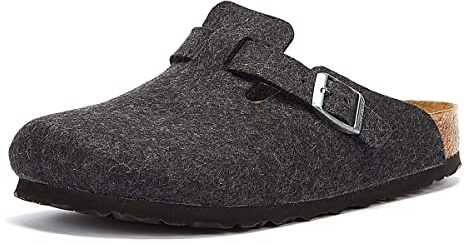 Birkenstock Boston 260211, unisex – vuxenträskor och sandaletter av velour, GRÅ, 41 EU