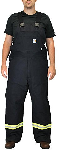 Carhartt Herren FR Gestreifte Ente Lätzchen Gefüttert Overall, Schwarz, 54W x 32L Big Tall