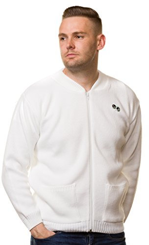 Bay eCom UK Men’s Bowling Golf White Cardigans Zipper Bowls Logo Sports Tops Jumpers Size S to 5XL (XXXX-Large, White)