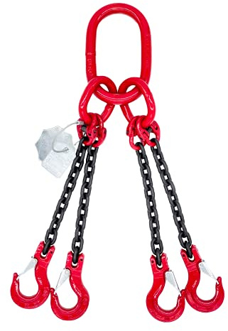 Dolezych DoKett 2 Anschlagkette 4-strängig mit Gabelkopfhaken, Länge = 4.00,m, Rot, Schwarz