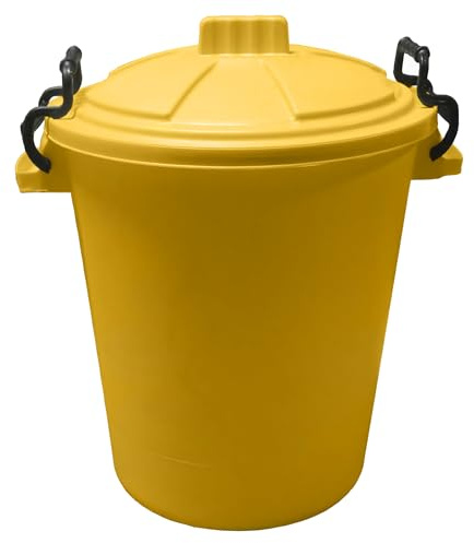 KetoPlastics 50L PLASTIC HANDLE YELLOW Garden Storage Dustbin Bin 50 Litre Refuse HEAVY DUTY