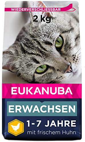 Eukanuba Alimento seco para gatos adultos, rica en pollo fresco, 2 kg