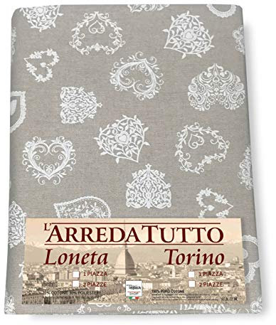 Tex family Tela decorativa cubretodo, gran foulard cubrecama, cubresofá, tela Dory, corazón blanco – 2 plazas