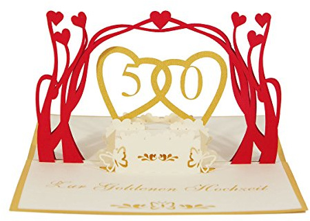 3D KARTE Goldene Hochzeit I Pop-Up Karte als Glückwunschkarte, Einladungskarte, Geschenkkarte I Klappkarte zum Hochzeitstag