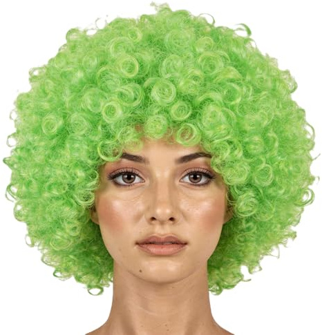 Afro-Perücke, lockiges, federndes Haar für Kostümpartys, Kostüme, Disco-Zubehör, Unisex, 60er-, 70er-, 80er-Jahre-Design, Grün