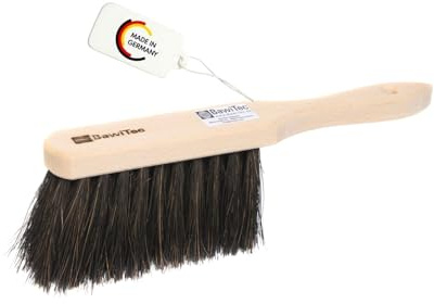 BawiTec Industrie Handfeger Qualitäts Handbesen 28cm Arenga mittelhart nassfest robuste Naturfaser Borsten Holzgriff Industriehandfeger gelocht Maschinenhandfeger
