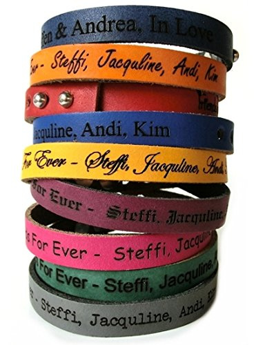 Area17 Color Lederarmband für Kinder 1 cm breit mit WUNSCH GRAVUR - blau
