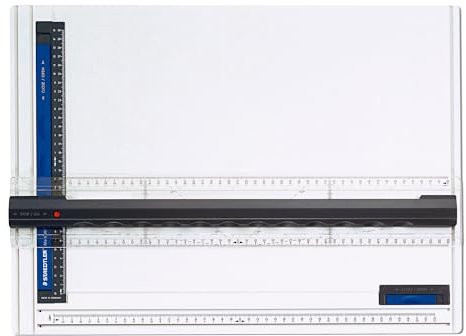 STAEDTLER Mars 661 Planche à dessin A3, chevalet de table – règle parallèle et équerre, double verrouillage à une main, guidage double rainure, plastique incassable - 661 A3