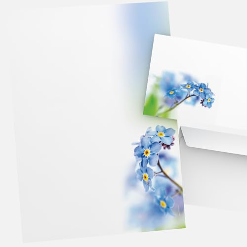 Motivpapier-Set Veilchen , 20 Blatt A4 + 20 komplett bedruckte Briefumschläge DIN LANG, für Laser/Ink/Copy/Hand