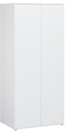 Forte LISSON Kleiderschrank 80 90, modern-minimalistischer Schrank mit 2 Drehtüren, Einlegeboden und Kleiderstange, Holzwerkstoff, Matt Weiß, 86,2 cm breit x 193,7 cm hoch x 60,2 cm tief
