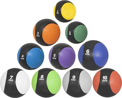 GORILLA SPORTS® Medizinball 1–10 kg, einzeln oder als Set, Gummi, Farbwahl | Mit griffiger, rutschfester Oberfläche; Slam Ball, Gewichtsball, Trainingsball, Slamball für Ausdauer, Kraft und Koordination