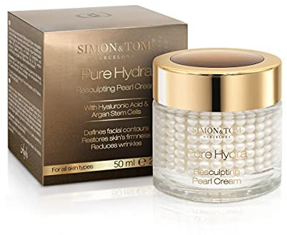 Simon&Tom Pure Hydra Pearl Cream, Modellierende Gesichtscreme, Anti-Aging Feuchtigkeitspflege, Mit Hyaluronsäure & Argan Stammzellen, Einzigartiges Verkapselungsverfahren, 50ml