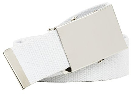 shenky Stoffgürtel | 4cm Breite | Stoff Gürtel mit Gürtelschnalle | Herrengürtel | Canvas | Damen | Schnalle | Damengürtel | belt | kombinierbar | Textilgürtel | 130cm | Weiß
