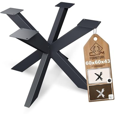 CM Furniture Pied de Table Basse Mikado Spider Châssis de Table pour Plateaux Ronds Carrés Réglable Anthracite Hauteur 43 cm Patins de Tables pour Consoles Jardin Salon Bar Pied de Meuble Montage EASY