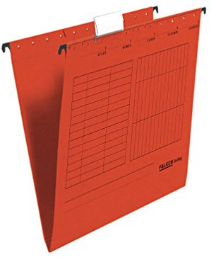 Original Falken 5er Pack Hängemappe UniReg. Made in Germany. Aus Recycling-Karton für DIN A4 seitlich offen rot Blauer Engel ideal für die lose Blatt-Ablage im Büro und der Behörde