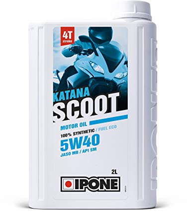 IPONE - Huile Moteur Scooter 4 Temps 5W40 - Katana Scoot - Pour Scooters et Maxi-Scooters - Bidon 2L - 100 % Synthétique - Meilleures Performances Moteur – Economie de Carburant - Protection Moteur