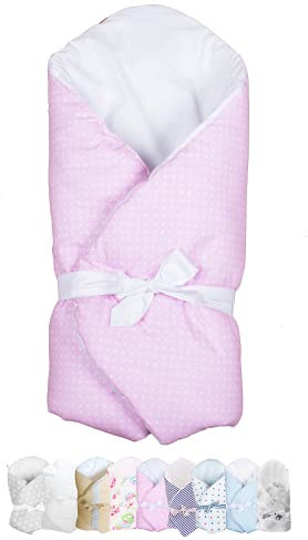 Vizaro - Arrullo - Manta - Mantita Envolvente Bebé - Acolchado - Muy Suave - 100% Algodón - Hecho UE, OekoTex - Rosa y Blanco