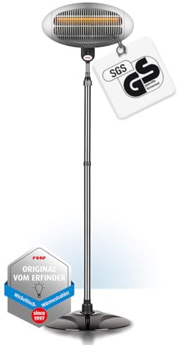 reer Wickeltischstrahler mit Standfuß, 650 Watt, Heizstab mit Splitterschutz