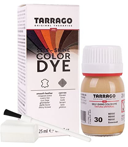 Tinte para Zapatos y Bolsos de Cuero y Textil con Esponja y Brocha | Cubre Rozaduras y Desgastes del Calzado | Gama de 90 colores