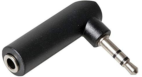 rhinocables 3.5mm Right Angled Stereo Jack Plug Audio Adaptor (Black) | Gold Plated Connectors for Enhanced Audio, Male to Female Joiner 3.5mm, Stereo Jack Coupler, Black, Gold
