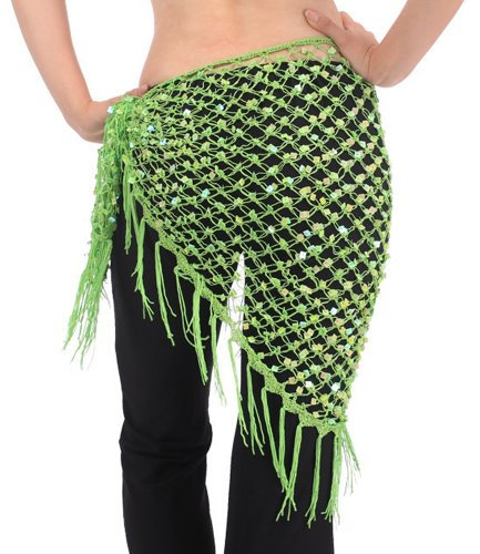 BellyLady Bauchtanztuch, ägyptisches Dreieckstuch, Geschenkidee zu Halloween Gr. Einheitsgröße, grün