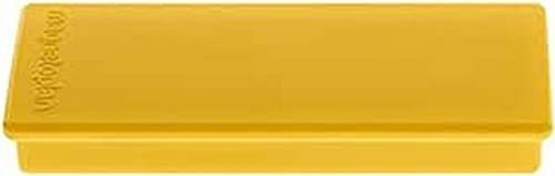 magnetoplan Premium Discofix Rechteckmagnete | 10 Stück, Gelb | Farbige Magnete für Magnettafeln, Kühlschrank | Whiteboard Magnete | Leicht abnehmbar | BxH 55x22mm | Haftkraft: 1,3 kg