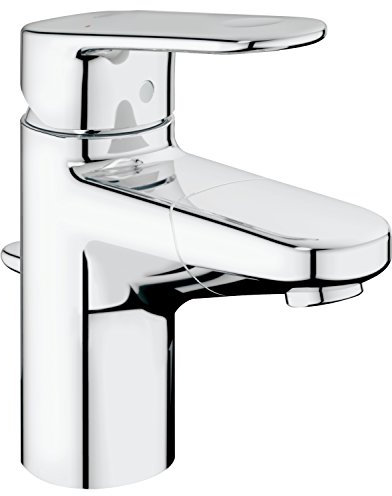 GROHE Europlus, Waschtischarmatur, wassersparend (herausziehbarer Wasserhahn für das Bad, mit Zugstangen-Ablauf, 16cm hoch, einfache Installation am Waschbecken), chrom, 33155002