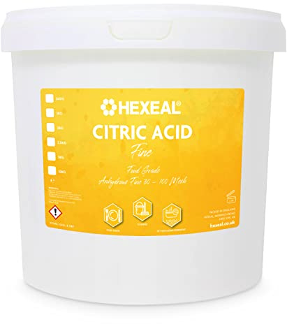 Hexeal Citric Acid 5kg Bucket – Food Grade Anhydrous & Fine | Variety of Uses, Including Creating Bath Bombs, Cleaning, Descaling & Removing Rust
