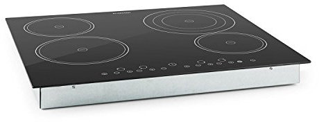 Klarstein Virtuosa - Piano Cottura in Vetroceramica , 4 Zone , Piano Cottura ad Incasso , 65 Watt , 9 Livelli di Temperatura , Timer , Allarme Sonoro , Spegnimento Automatico , Nero