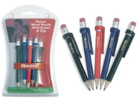 Masters Holz Stifte mit Clip und Radiergummi 5pk Pack