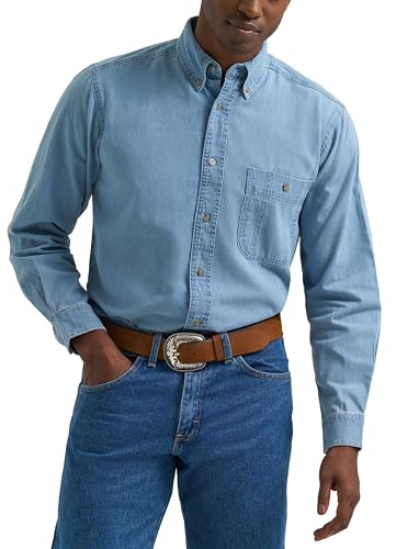Wrangler Men's Denim Shirt, Denim, XL Tall