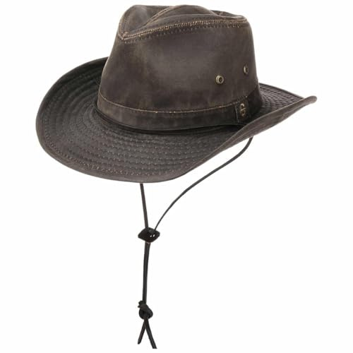 Stetson Diaz Outdoorhut Herren Westernhut mit Kinnband und biegbarem Rand Cowboyhut UV-Schutz 40+ Stoffhut Baumwolle Washed/Used Design Sommer Winter