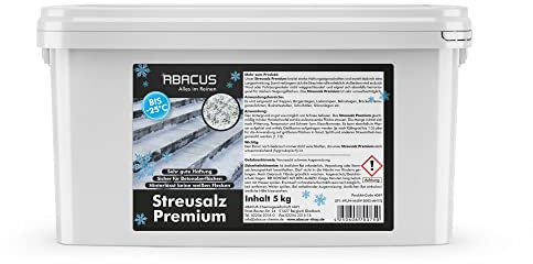 ABACUS® Streusalz, umweltverträgliches Streumittel, Auftausalz mit Langzeitwirkung, Streugut bis -25 °C, Winterstreu, Taumittel – Streusalz Premium 5kg (4049)