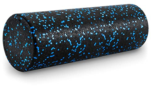 ProsourceFit High Density Foam Rollers 18 - inches Long, Firm Full Body Athletic Massage Tool for Back Stretching, Yoga, Pilates, Post Workout Muscle Recuperation, Black/Blue