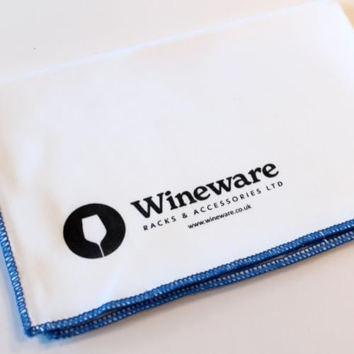 Wineware Lint Free Microfibre Glass Cleaning Cloth Medium White / Blue - Suitable for Wine Glasses, Decanters and more!