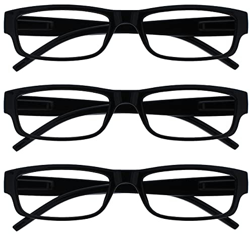 OPULIZE Die Lesebrille Unternehmen Schwarz Leicht Komfortables Leser Wert 3er-Pack Designer Stil Herren Frauen UVR3PK032 +3,00