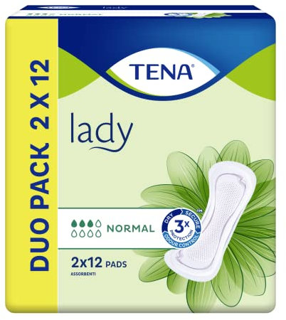 TENA Lady Normal - Assorbenti per perdite urinarie femminili, discreti e confortevoli, 24 assorbenti