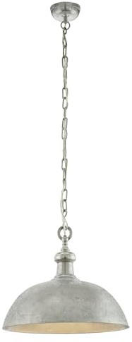 EGLO Pendelleuchte Easington, 1 flammige Hängelampe Industrial, Vintage | Retro, Hängeleuchte aus Stahl in Nickel, Esstischlampe, Wohnzimmerlampe hängend mit E27 Fassung