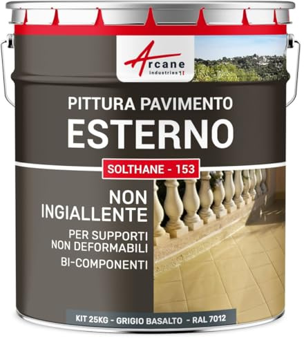 ARCANE INDUSTRIES Vernice per Calcestruzzo Esterno Pavimento - SOLTHANE - 153-25 kg Grigio Basalto - RAL 7012
