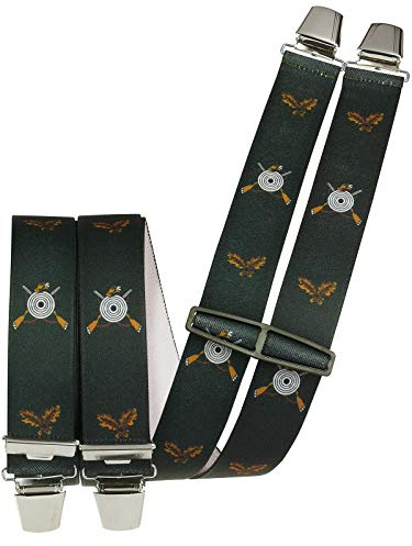 Harrys-Collection Herren Hosenträger 4 Clips 35 mm breit | extra starke Clipse, individuell einstellbar, elastisches Band, ideal für Jäger und Schützen, hosenschonende Befestigung