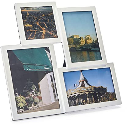 Balvi Marco Isernia Color blanco Capacidad: 4 fotos Marco de fotos para sobremesa Plástico 30x30 cm