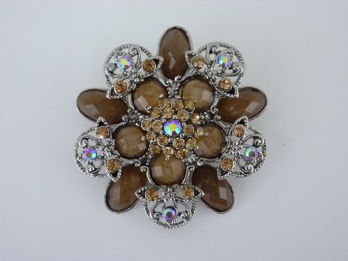 Bella-Vita Dapo Modische Brosche Ansteckblüte groß braun Modeschmuck Geschenk Anhänger