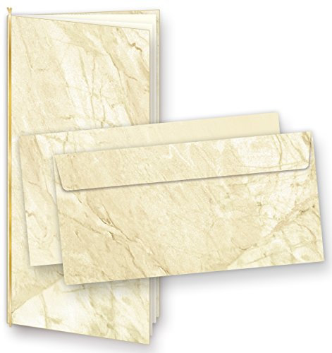 tatmotive Einladungskarten Marmor (25 Sets) zum Selbst-gestalten, mit Einlegeblätter + Goldbänder, für Geburtstag, Jubiläum uvm.