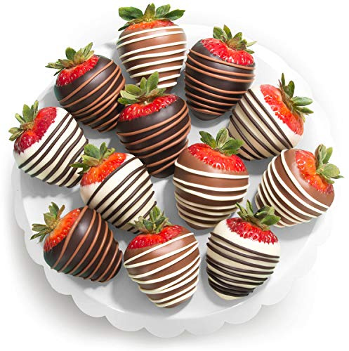Fresas cubiertas de chocolate, 12 delicias oscuras/leche/blancas