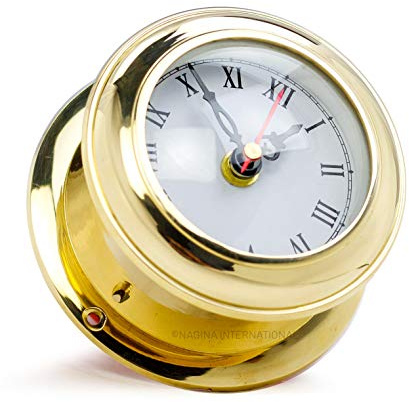 Solid Brass Ships Clock Maritime Gimbals Ship's Timekeeper.Nagina International