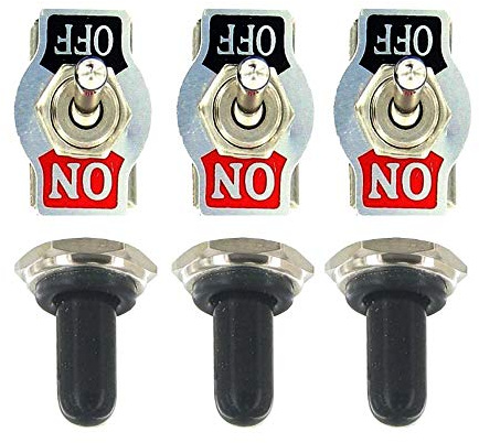 Mintice 3 X KFZ Auto 20A 125V 15A 250V Kippschalter Schalter Wippschalter SPST 2-Polig EIN/AUS Metall Mit wasserdicht Schutzkappe