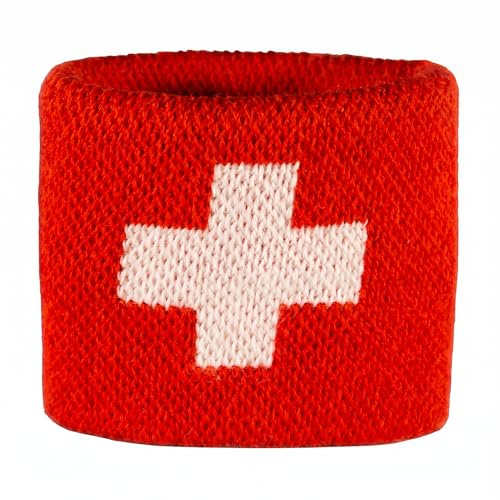 Flaggenfritze Schweiß- und Stirnbänder Schweiz, für Erwachsene und Jugendliche, Sport/Fitness/Yoga, modisches Fan-Accessoire
