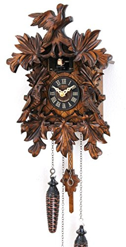 CLOCKVILLA HETTICH UHREN Kuckucksuhr geschnitzt Quarz Uhr Kuckuckuhr Laubschnitzerei Schwarzwald NEU